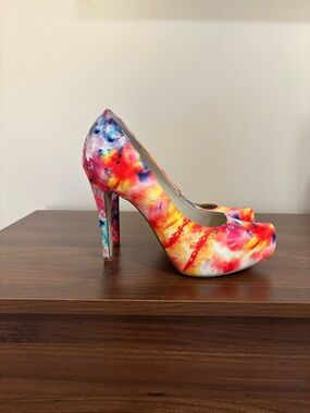BCBGeneration Multi-Color Tie-Dye Peep-Toe Pumps